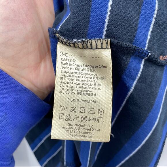 Scotch & Soda Women's Blue Black Striped Long Sleeve Top M - Picture 4 of 7